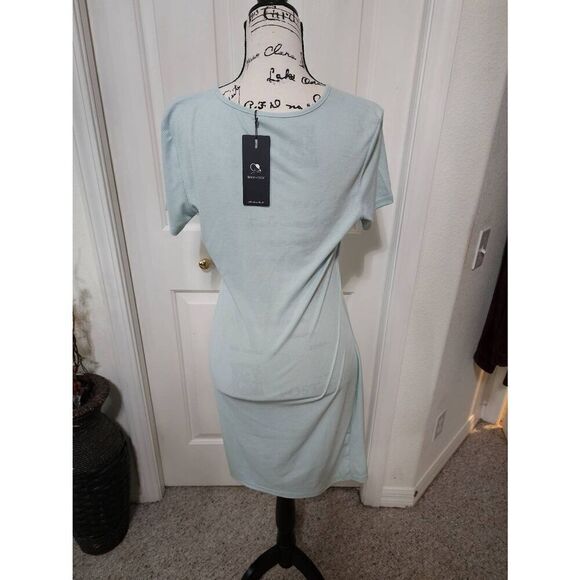 Mint Green Ruched Dress Size L - Picture 3 of 4